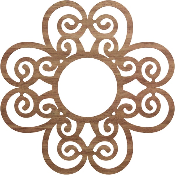 Ekena Millwork Cohen Wood Fretwork Pierced Ceiling Medallion, Walnut, 30"OD x 10 1/4"ID x 3/8"T CMWP30X30X0375COWA - main